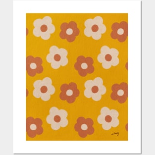 Retro Flower Power Yellow| Vintage |Pattern | Florals | Pastel Posters and Art